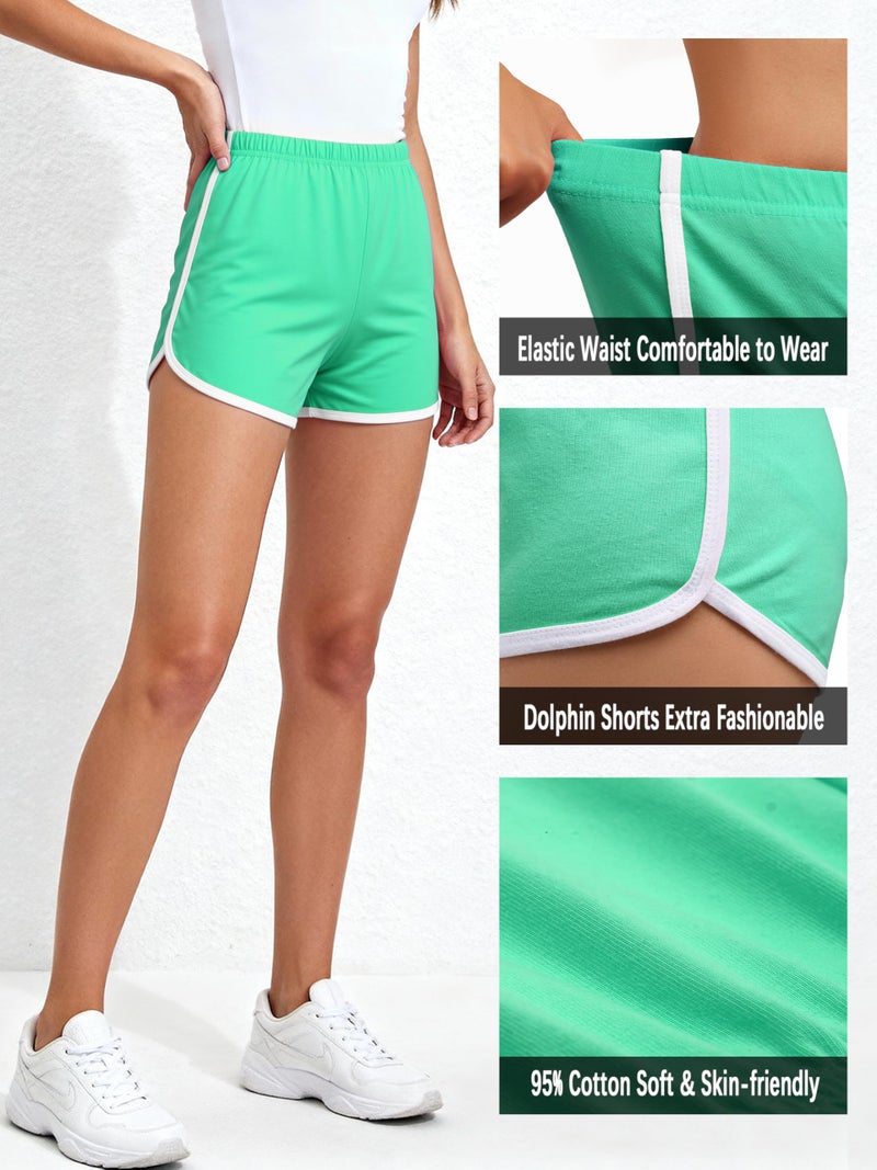 URATOT Women's Cotton Shorts Gym Shorts Yoga Shorts Summer Running Active Shorts Dance, Pack of 2 Pink, Mint - Image 4